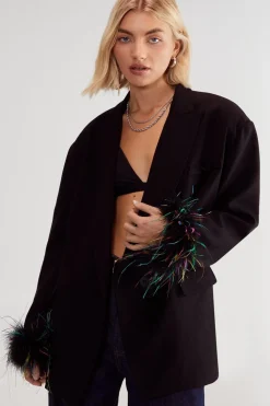 Formal Wear|Blazers^Nasty Gal Premium Feather Trim Tailored Blazer |