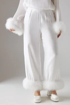Pants^Nasty Gal Premium Iridescent Feather Cuff Wide Leg Trousers |