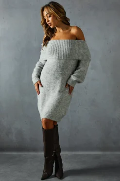 Dresses^Nasty Gal Premium Knit Bardot Foldover Jumper Dress |