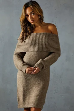 Dresses^Nasty Gal Premium Knit Bardot Foldover Jumper Dress |