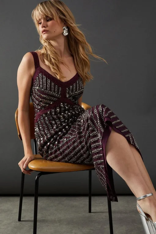 Dresses^Nasty Gal Premium Stud Embellishment Midi Slip Dress |
