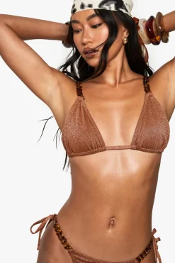 Bikinis|Swimwear^Nasty Gal Premium Swim Chain Strap Glitter Triangle Bikini Top |