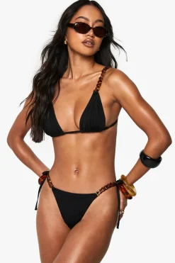 Bikinis|Swimwear^Nasty Gal Premium Swim Chain Strap Glitter Bikini Tie Side Bikini Brief |