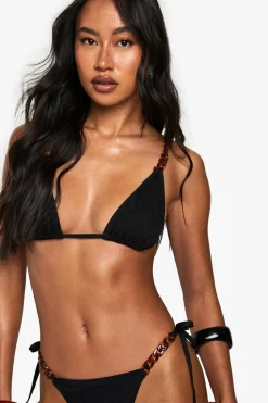 Bikinis|Swimwear^Nasty Gal Premium Swim Chain Strap Glitter Triangle Bikini Top |