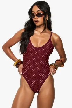 Bikinis|Swimwear^Nasty Gal Premium Swim Hot Fix Diamante Backless Swimsuit |