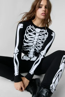 Jumpsuits|Jumpsuits^Nasty Gal Printed Skeleton Unitard |