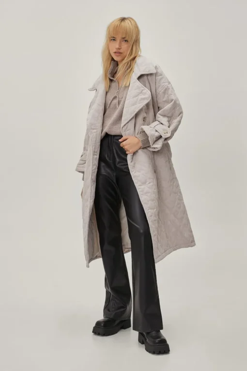Jackets|Coats^Nasty Gal Quilted Oversized Mac Coat With Belt |