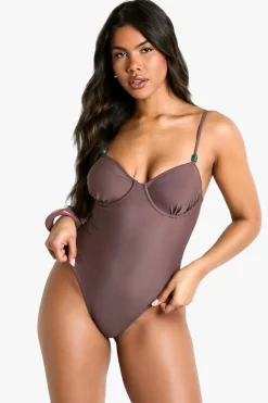Swimsuits|Swimwear^Nasty Gal Resin Trim Swimsuit |