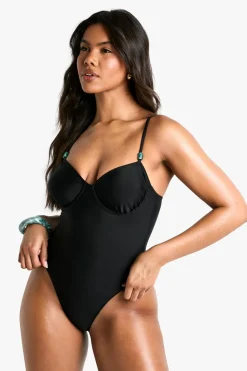 Swimsuits|Swimwear^Nasty Gal Resin Trim Swimsuit |