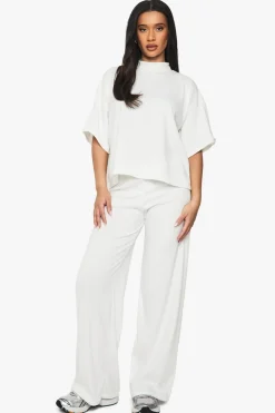 Two Piece Sets|Two Piece Sets^Nasty Gal Rib Oversized Short Sleeve Top & Wide Leg Trouser Set |