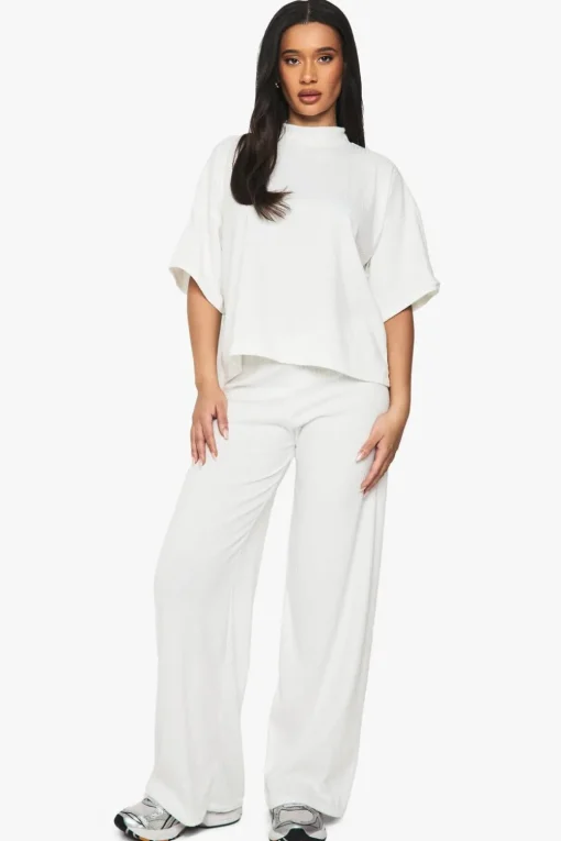 Two Piece Sets|Two Piece Sets^Nasty Gal Rib Oversized Short Sleeve Top & Wide Leg Trouser Set |