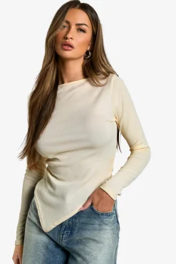 Tops^Nasty Gal Rib Slash Neck Asym Hem Top |