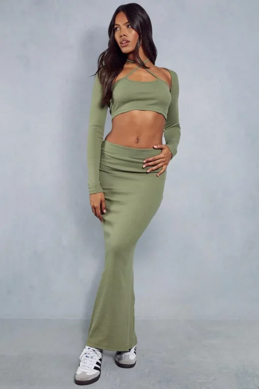Skirts|Skirts^Nasty Gal Rib Tie Neck Top & Maxi Skirt Co-ord |