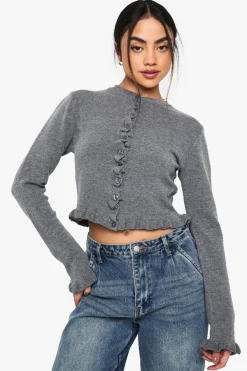 Knitwear^Nasty Gal Ruffle Front Lightweight Knitted Cardigan |