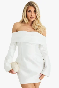 Dresses^Nasty Gal Satin Structured Bardot Mini Dress |