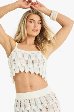 Crochet^Nasty Gal Scallop Detail Knitted Crochet Beach Top |