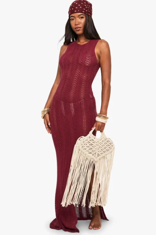 Crochet|Dresses^Nasty Gal Scoop Back Crochet Beach Dress |