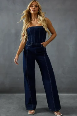 Jumpsuits|Jumpsuits^Nasty Gal Seam Detail Bandeau Denim Jumpsuit |