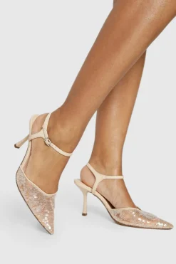 Heels|Sequin Outfits^Nasty Gal Sequin 2 Part Court Shoes |