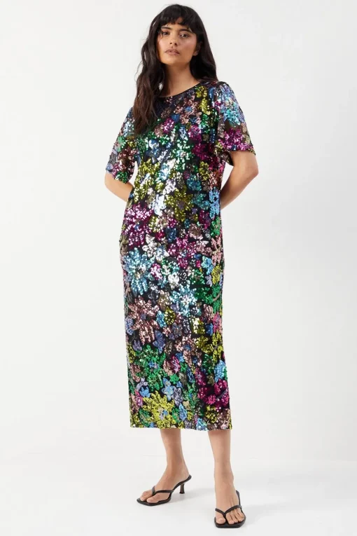 Sequin Outfits|Dresses^Nasty Gal Sequin Embellished Boxy Midi Dress |