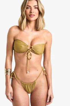 Bikinis|Swimwear^Nasty Gal Shell Trim Knot Bandeau Bikini Top |
