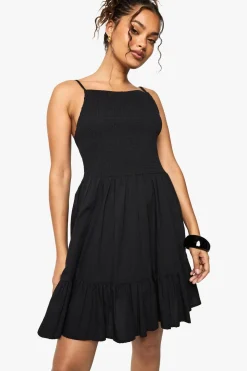 Dresses^Nasty Gal Shirred Textured Tiered Smock Mini Dress |