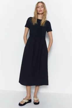 Dresses^Nasty Gal Short Sleeve Woven Mix Midi Dress |