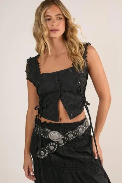 Tops^Nasty Gal Soft Corset Broderie Lace Up Side Top |