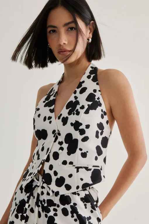 Jackets^Nasty Gal Spot Print Tailored Waistcoat |