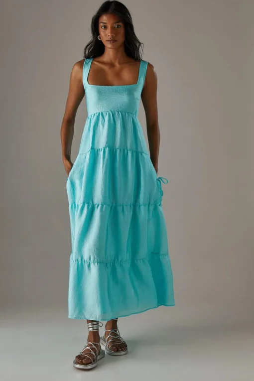 Dresses^Nasty Gal Square Neck Smock Midi With Below Pocket |