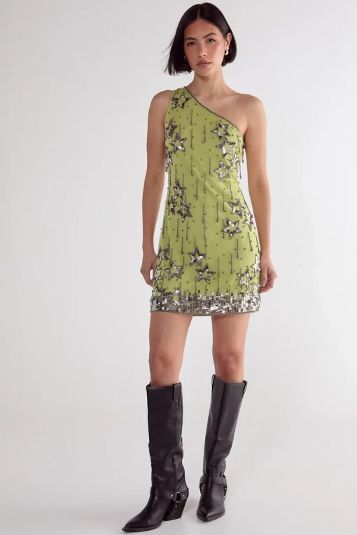 Sequin Outfits|Mini Dresses^Nasty Gal Star Sequin Tassel One Shoulder Mini Dress |