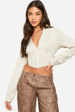 Stripes|Tops^Nasty Gal Stripe Corset Shirt |