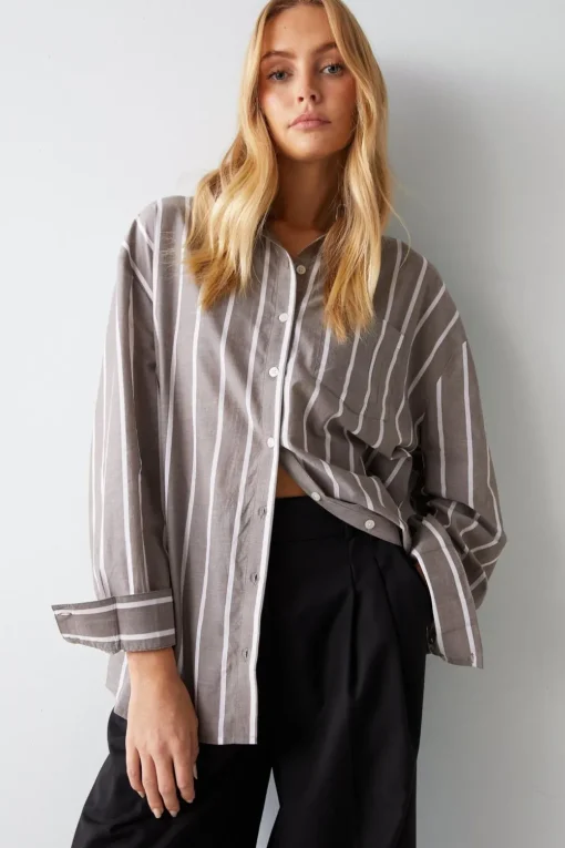 Stripes|Shirts^Nasty Gal Stripe Oversize Shirt |