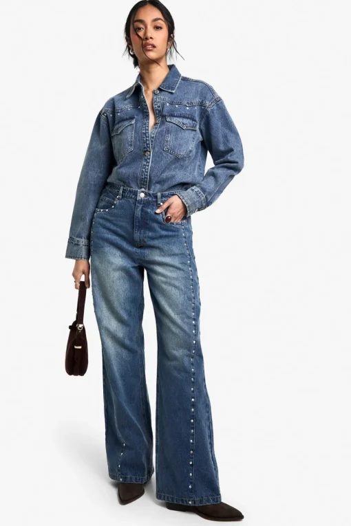 Jeans|Denim^Nasty Gal Stud Detail Jean |