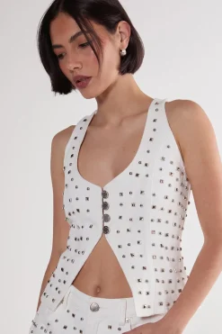Corset Tops|Tops^Nasty Gal Studded Denim Corset Top |