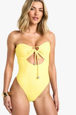Swimsuits|Swimwear^Nasty Gal Sunshine Trim Cutout Bandeau Swimsuit |