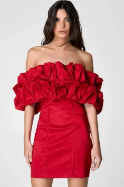 Clubbing Outfits|Party Outfits^Nasty Gal Taffeta Ruched Bardot Mini Dress |