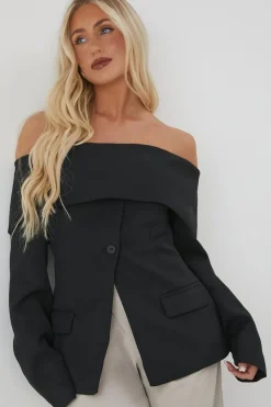 Blazers|Blazers^Nasty Gal Tailored Bardot Fitted Blazer Top |