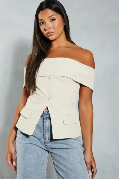 Blazers|Blazers^Nasty Gal Tailored Bardot Sleeveless Blazer Top |