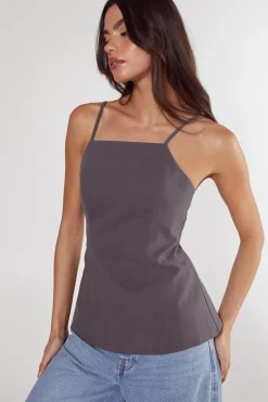 Cami Tops|Tops^Nasty Gal Tailored Cotton Twill Backless Longline Top |