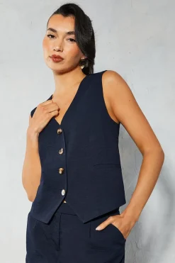 Tops^Nasty Gal Tailored Linen Look Waistcoat |