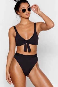 Bikinis|Swimwear^Nasty Gal Tie Front High Leg Bikini Set |