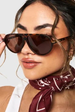 Sunglasses^Nasty Gal Tortoise Frame Aviator Sunglasses |