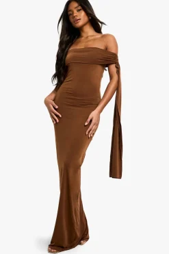 Dresses^Nasty Gal Twist Detail Off Shoulder Drape Maxi Dress |