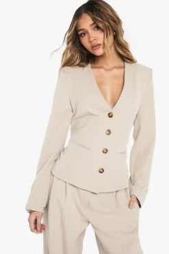 Blazers|Blazers^Nasty Gal V Neck Tailored Button Up Blazer |