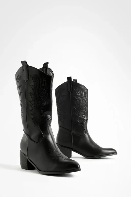 Cowgirl^Nasty Gal Wide Fit Tab Detail Ankle Cowboy Western Boots |