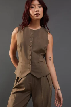 Tops^Nasty Gal Wool Crew Neck Tailored Waistcoat |