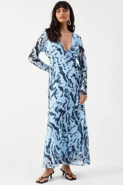 Animal Print|Dresses^Nasty Gal Zebra Mesh Asymmetric Seam Wrap Midi Dress |