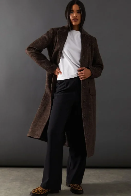 Jackets^Nasty Gal Zig Zag Button Through Coat |