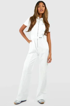 Jumpsuits|Jumpsuits^Nasty Gal Zip Up Cargo Denim Wide Leg Jumpsuit |